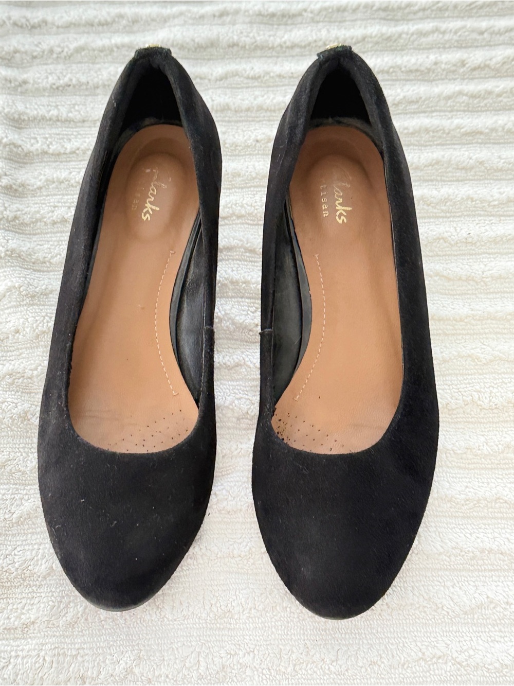 Clarks Black Suede Womens Wedge 8